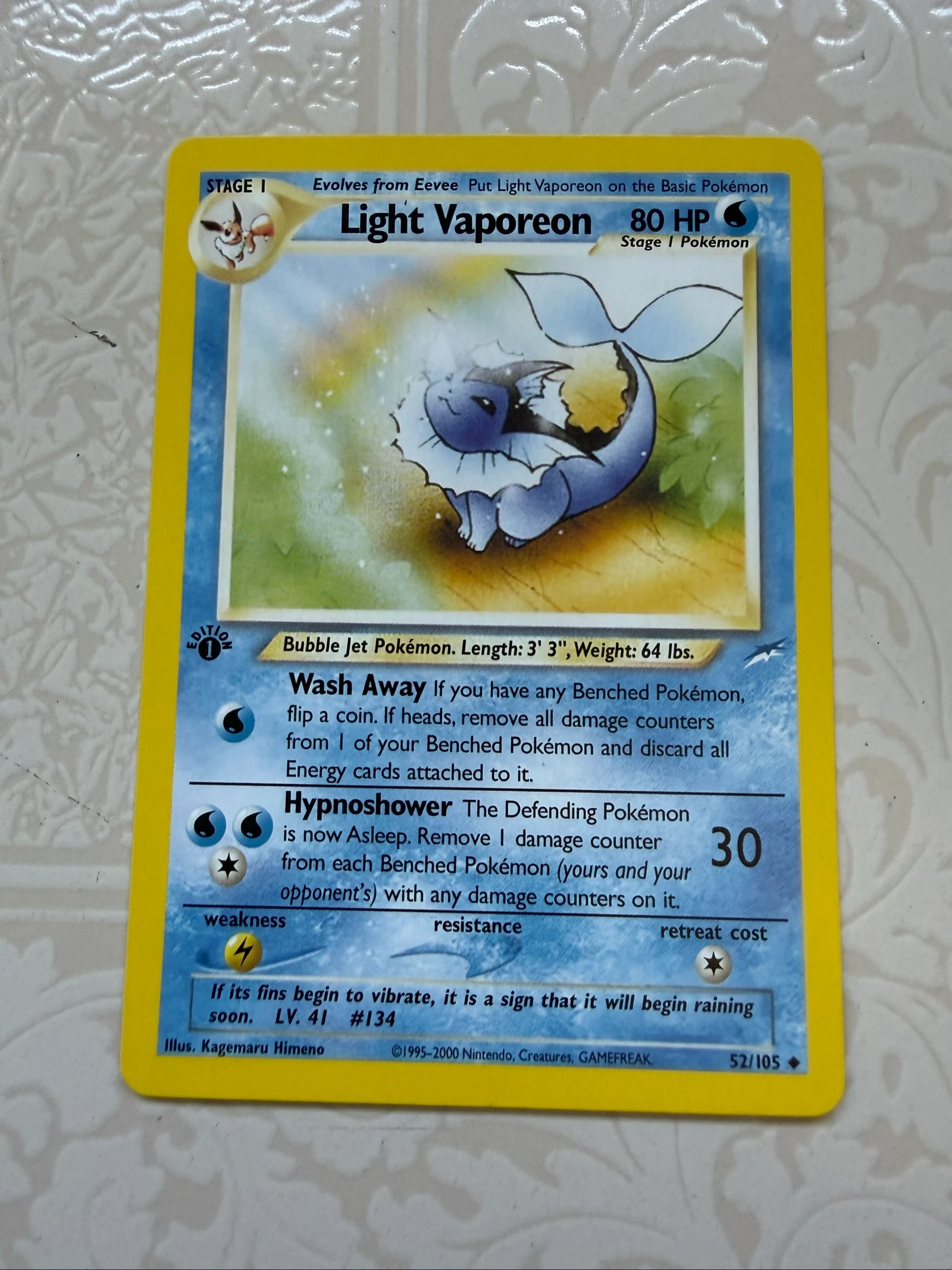 Carta Pokemon light vaporeon neo destiny First Edition 